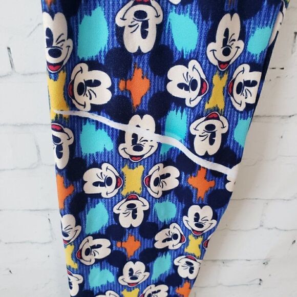 LuLaroe One Size Mickey Disney Leggings Blue Soft Eye Wink Winking Irregular - Picture 3 of 9